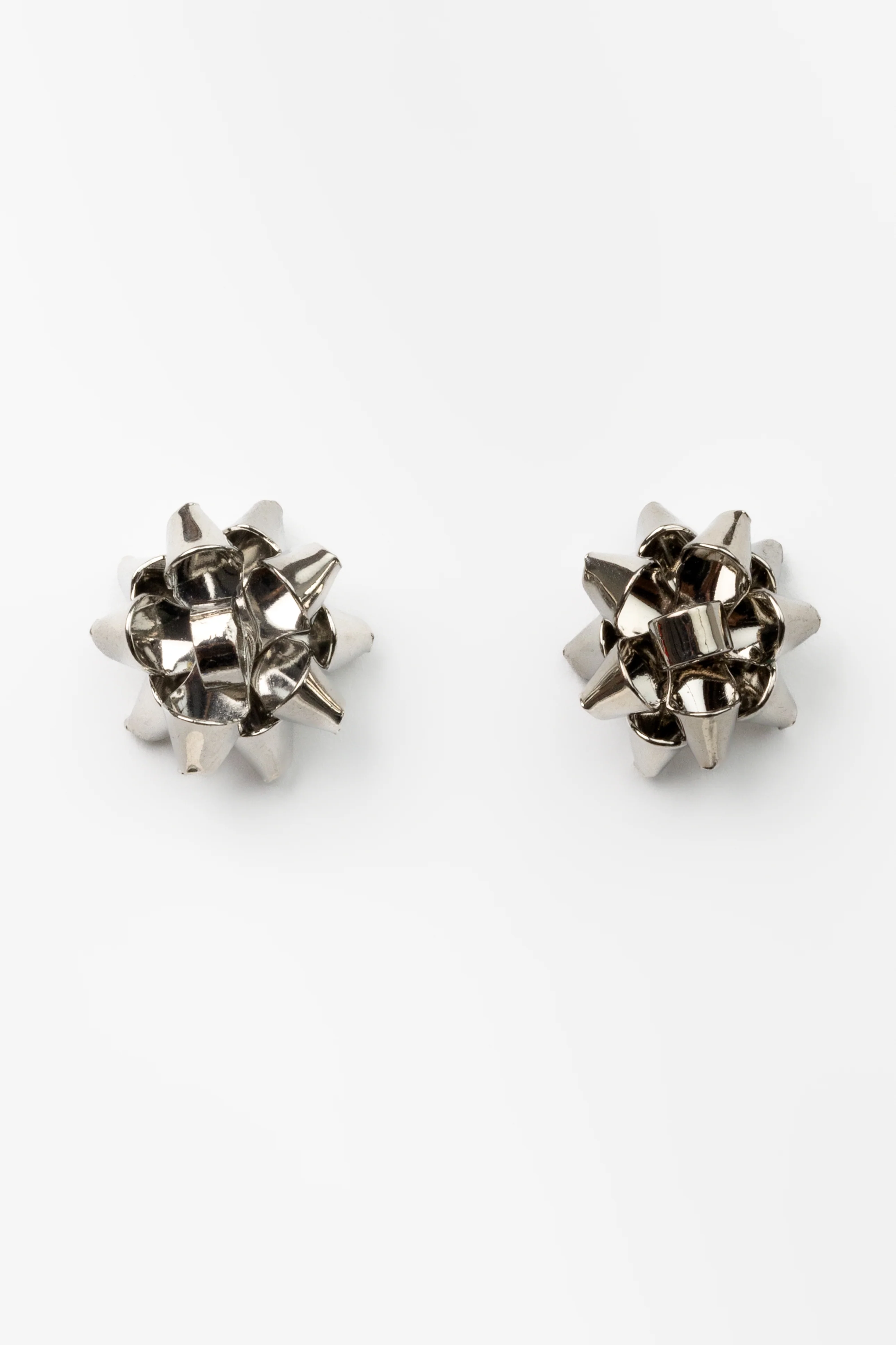 Silver Christmas Gift Bow Stud Earrings