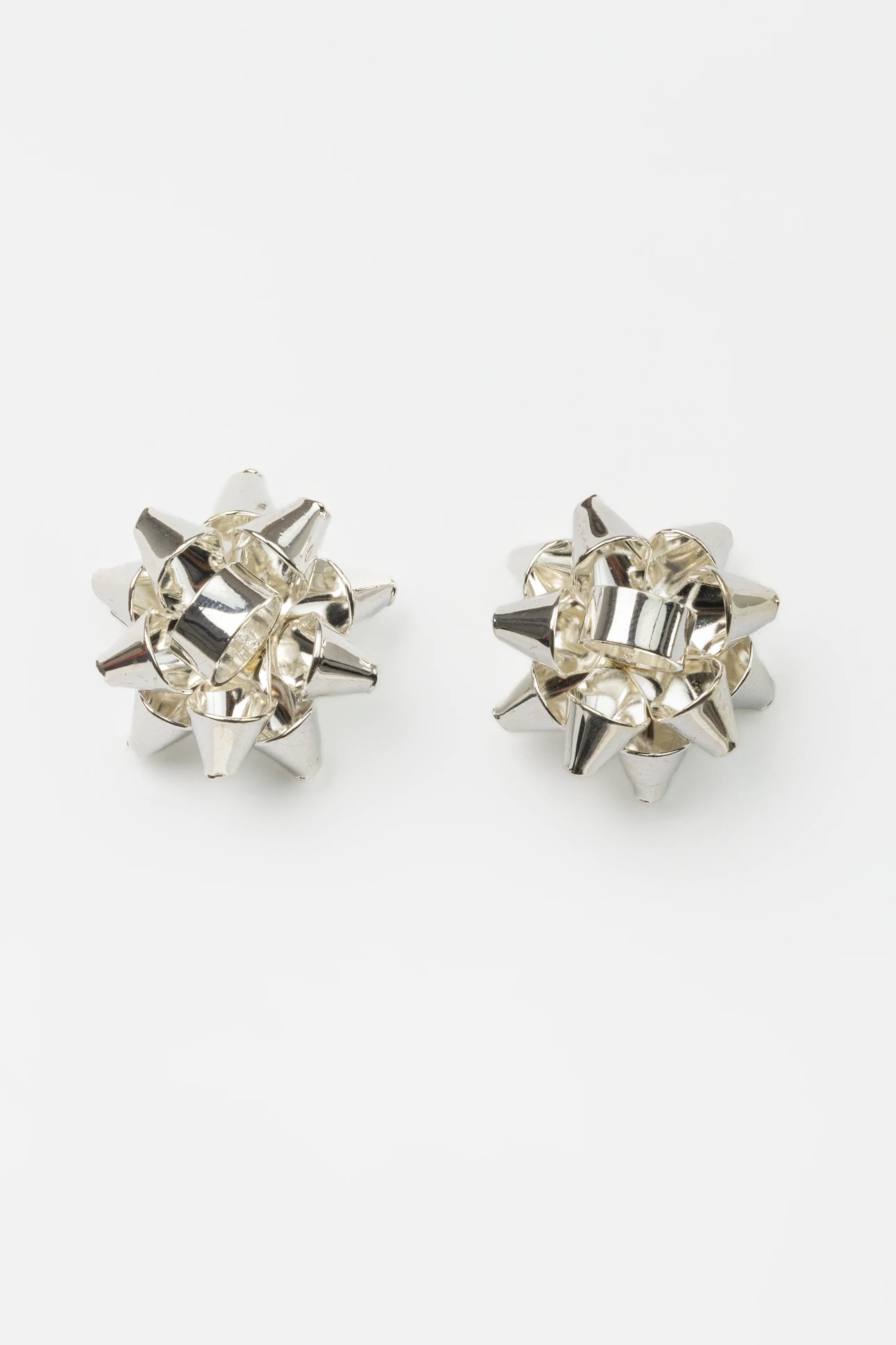Silver Holiday Bow Stud Earrings