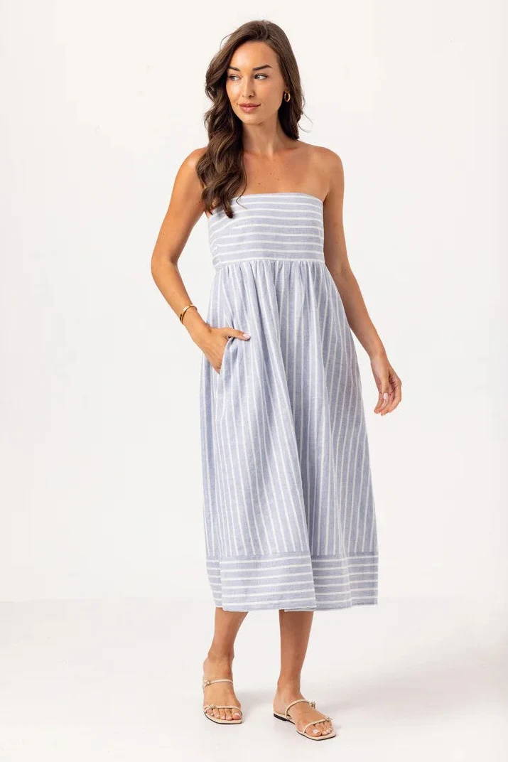 Slate Stripe Linen Kenny Dress