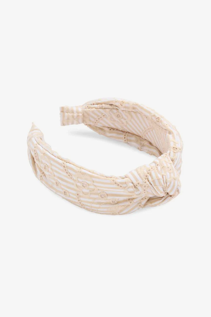 Tan Eyelet Stripe Headband