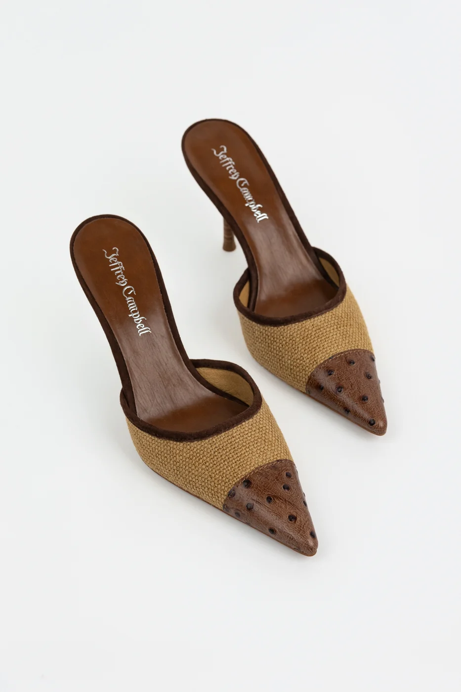 Tan Jute Coffee Ostrich Parse Mule