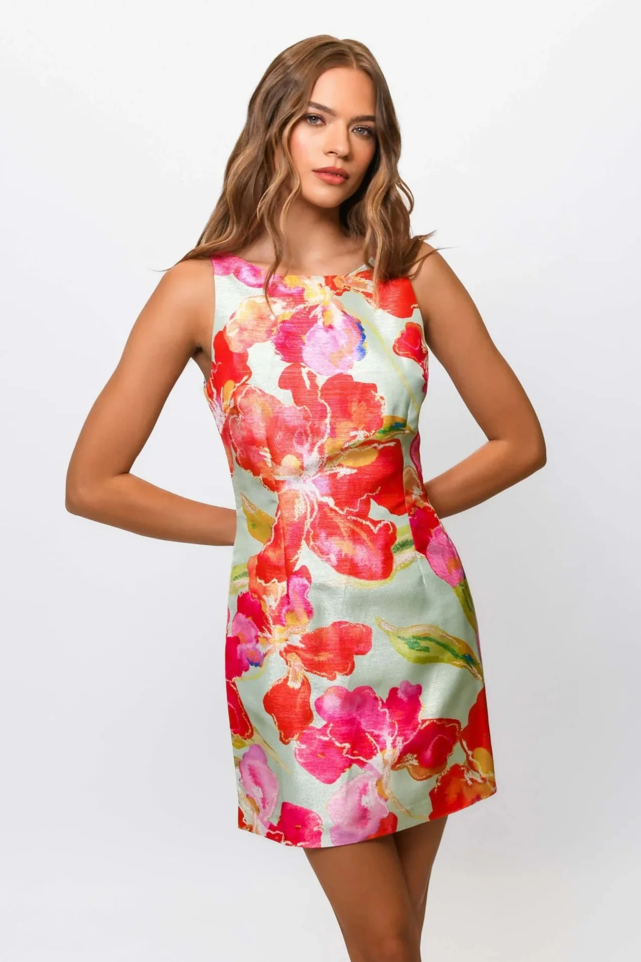 Watercolor Pastel Orchids Jacquard Ren Mini Dress