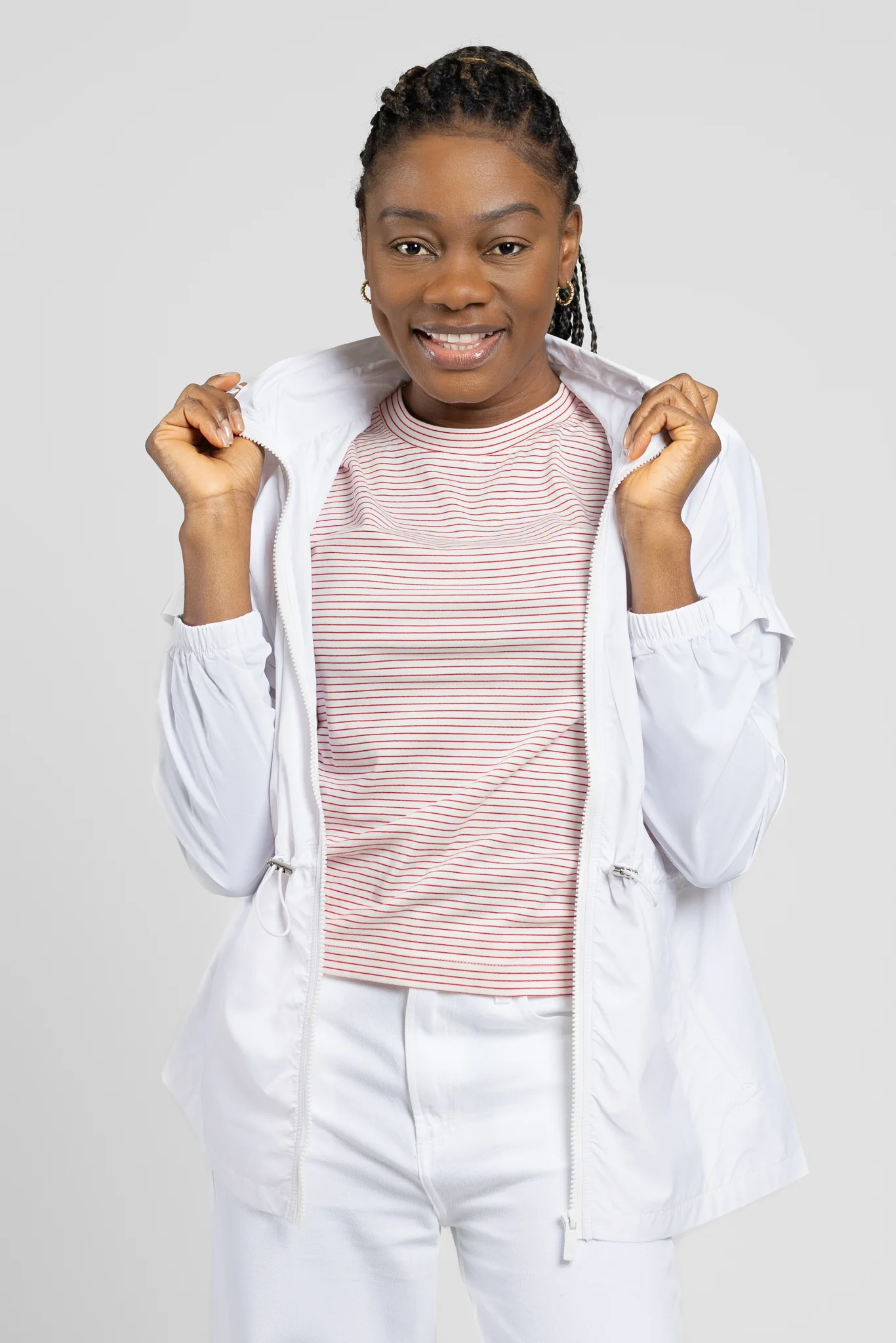 White Solid Light Active Anorak