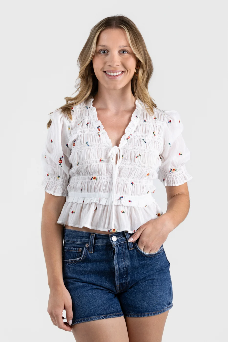 White Wildflowers Fontaine Blouse