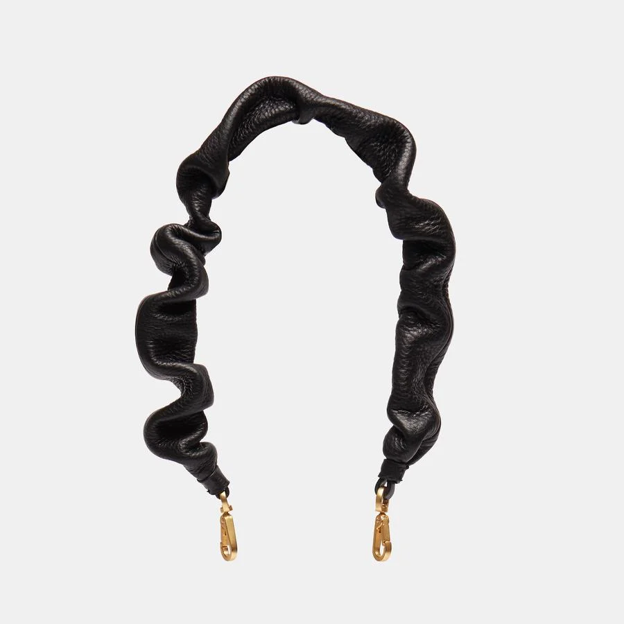 Black Ruched Handbag Strap w/ Brushed Gold Hardware